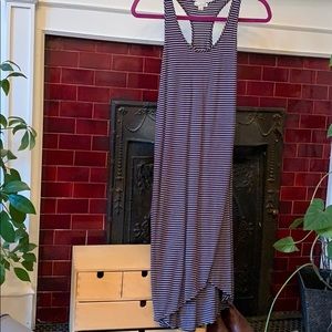 Gap S navy white stripe sun dress